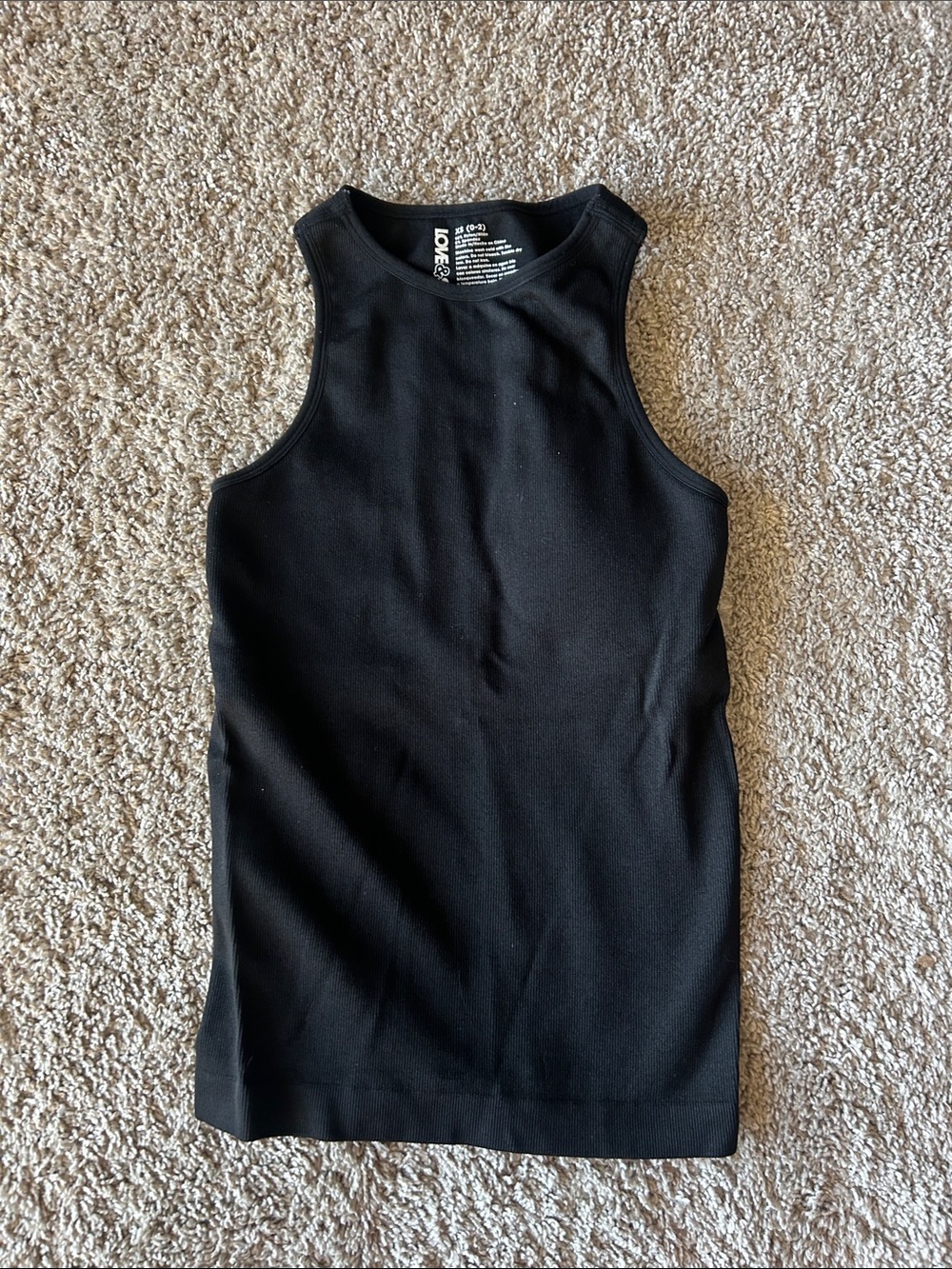 Women’s Black Ribbed Tank Top - LuxeFit